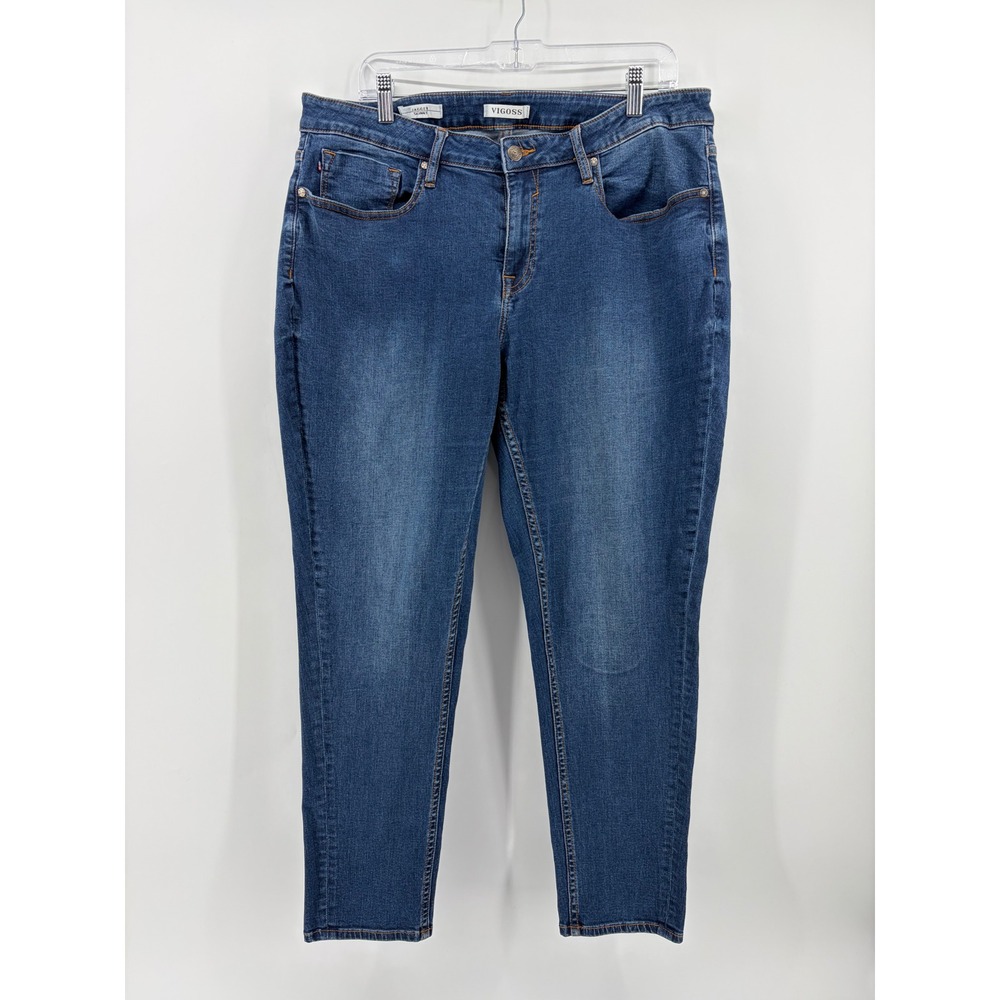 Vigoss Womens 18 Blue Jagger‎ Skinny Jeans Medium Wash Stretch Mid Rise Denim